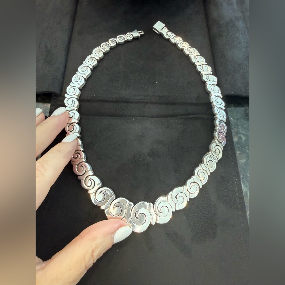 Sterling Silver 925 Substantial Statement Necklace - image 2